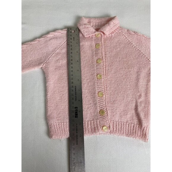 Vintage Baby/Toddler Button Up Cardigan Sweater Pink Textured Handmade 1960’s - Picture 8 of 8